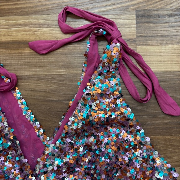 Free People Big Night Multi-Colored Sequin Crop Top - Picture 5 of 14